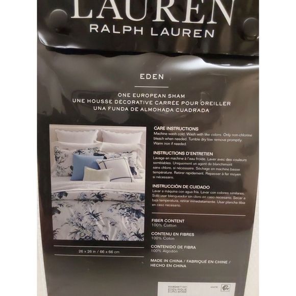 Ralph Lauren EDEN PIQUE White 100% Cotton Euro European Pillow Sham 26"x 26" - Picture 8 of 10